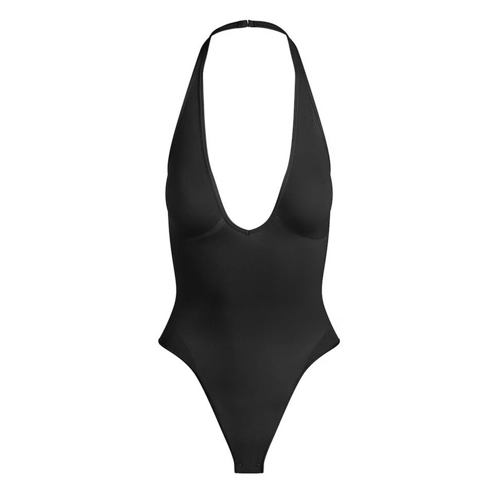 SKIMS Seamless Sculpt Halter Deep Plunge Thong Bodysuit XL with Straps Incl NWOT
